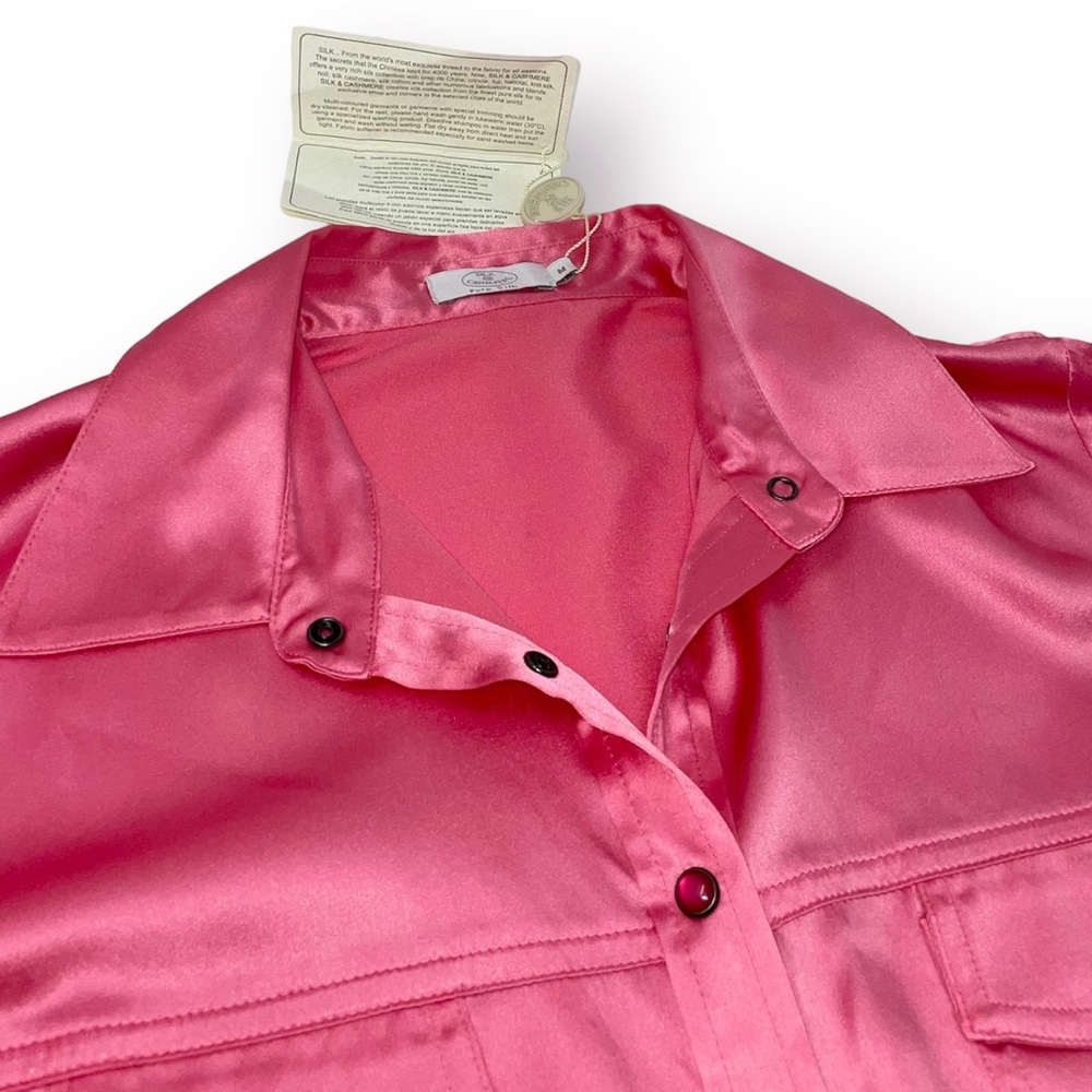 Silk & Cashmere Pure Silk Long Sleeve Western Style Shirt - Picture 8 of 15